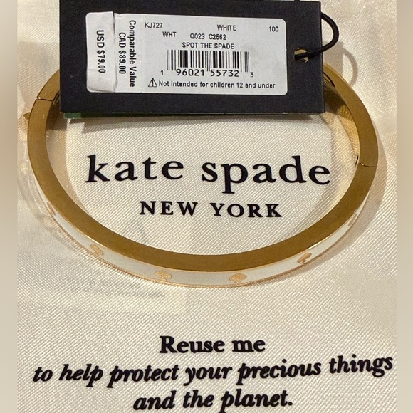 Kate Spade Gold and White Spade Hinged Bangle NWT - Picture 5 of 6